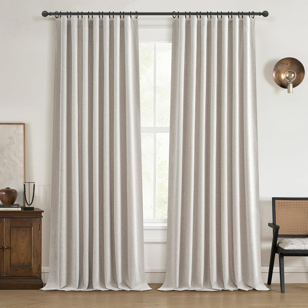 Skiennix 100% Blackout Curtains - 84-Inch Length, Thermal Insulated, Natural Ivory | 2 Panels Set for Bedroom & Living Room