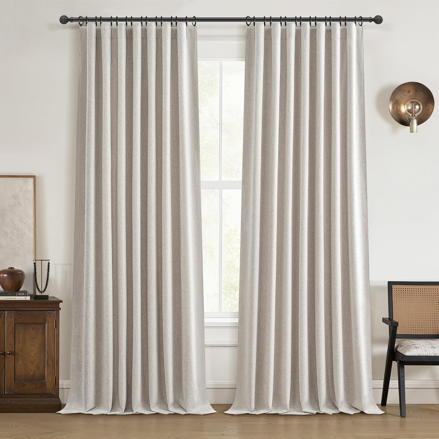 Skiennix 100% Blackout Curtains - 84-Inch Length, Thermal Insulated, Natural Ivory | 2 Panels Set for Bedroom & Living Room