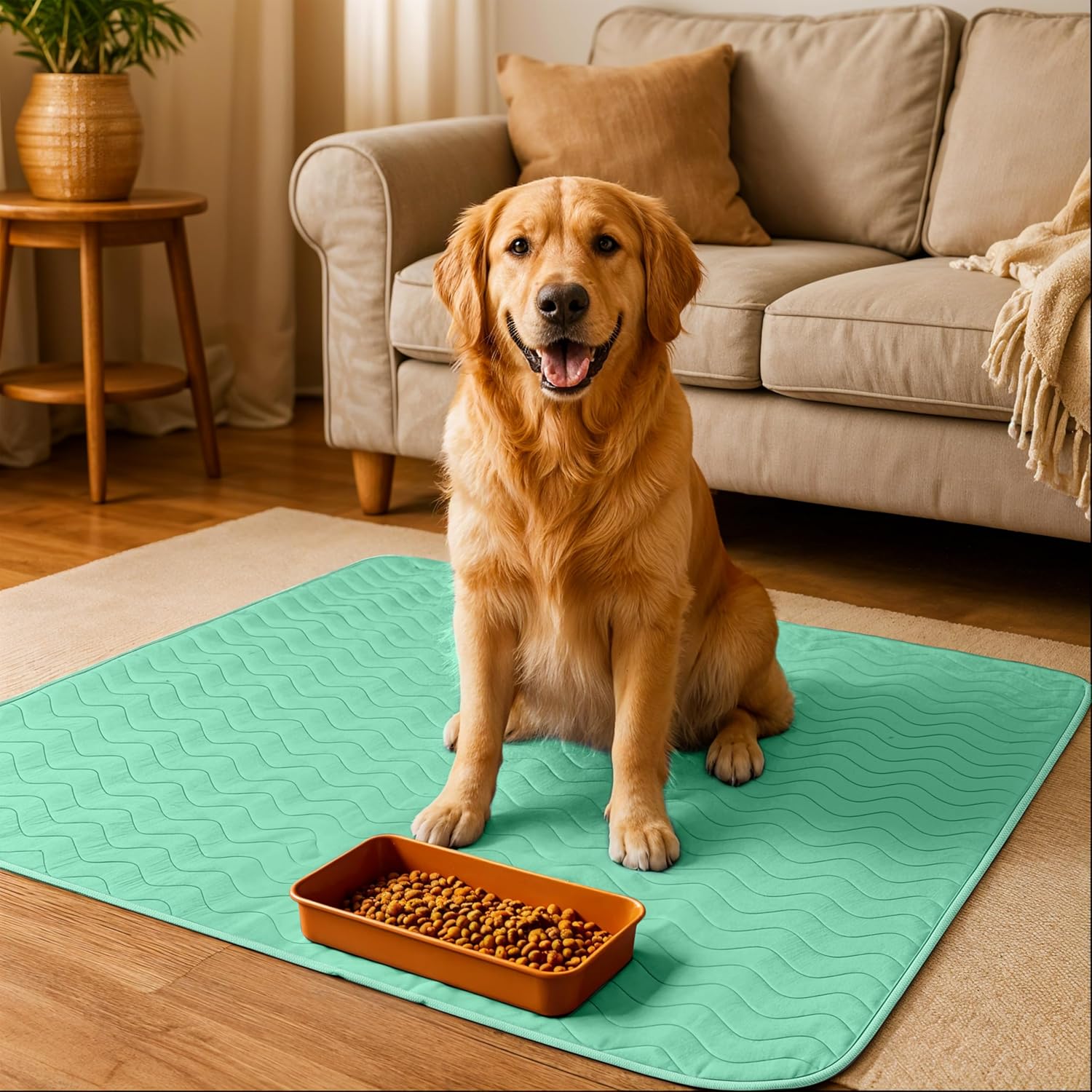 Utopia Bedding Washable Dog Pee Pads - Heavy Absorbency Incontinence Bed Pads | 34" x 36" (Pack of 4) - Green & Blue