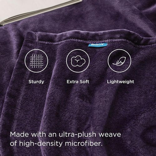 Bedsure GentleSoft Fleece Blanket - Cozy Purple Queen Size Plush Microfiber, 90x90 Inches