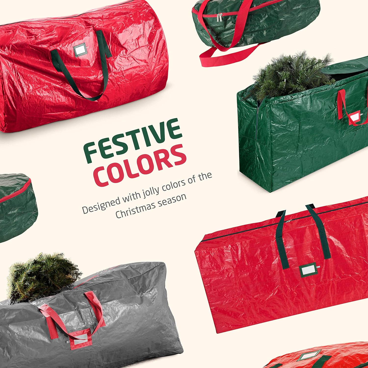Zober Christmas Tree Storage Bag - Waterproof & Durable for 9 Ft Artificial Trees - Green with Label Slot