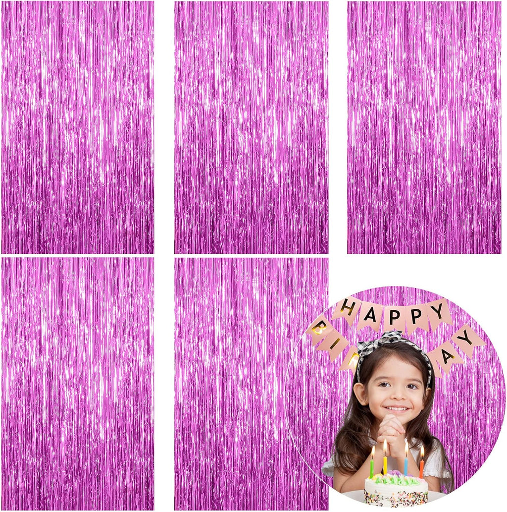 Skiennix Foil Curtain Backdrop - Metallic Tinsel Fringe for Photo Booth | 5 Pack for Parties & Celebrations