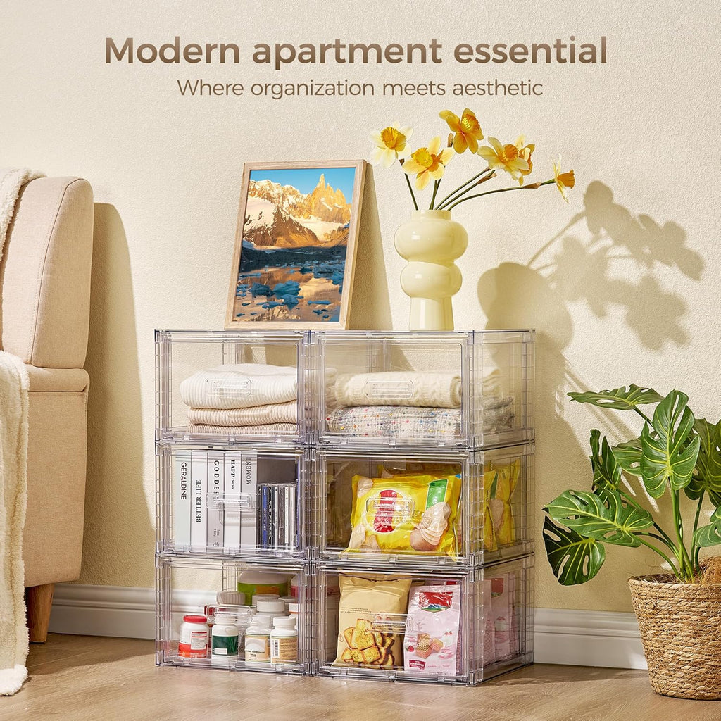 Vtopmart 18QT Clear Stackable Storage Drawers - Easy Assembly Closet Organizers | Medium Size for Bathroom & Kitchen