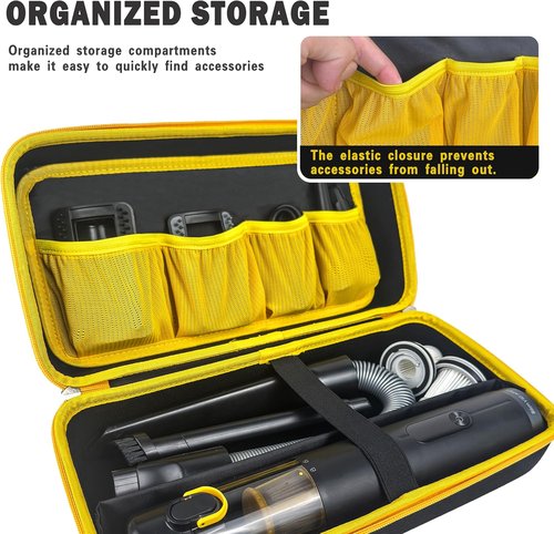 Fanttik Case for Slim V8/V10 Apex Car Vacuum - Portable Hard Storage with Divider & Mesh Pocket