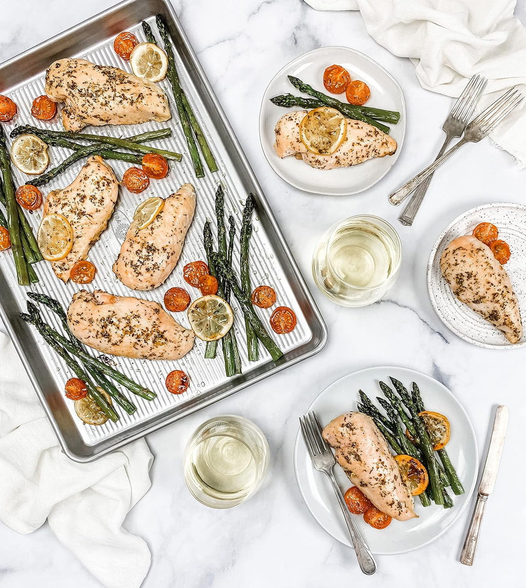 USA Pan Bakeware Half Sheet Pan Set - Durable Aluminized Steel Baking Sheets | Pack of 2