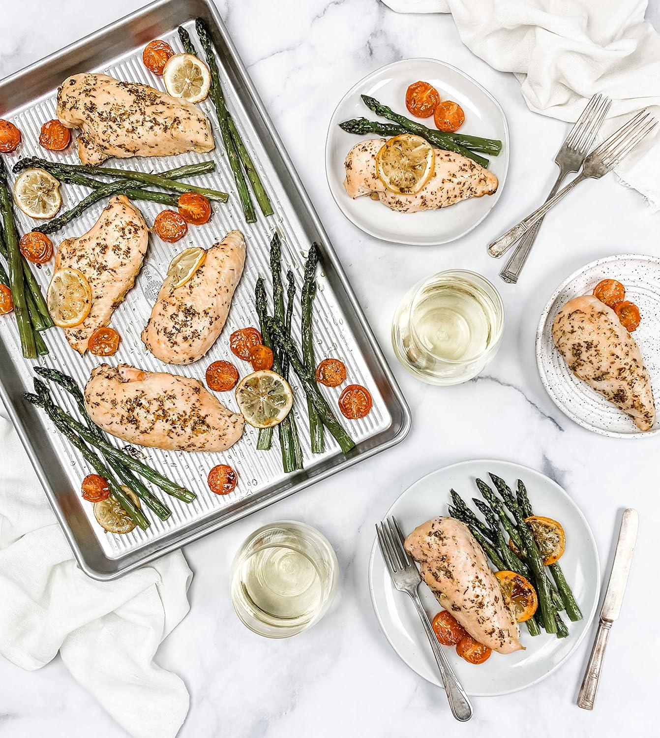 USA Pan Bakeware Half Sheet Pan Set - Durable Aluminized Steel Baking Sheets | Pack of 2