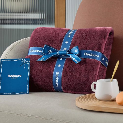Bedsure GentleSoft Fleece Throw Blanket - Soft, Lightweight Burgundy Red 50x60 Inches Cozy Blanket for Couch & Sofa