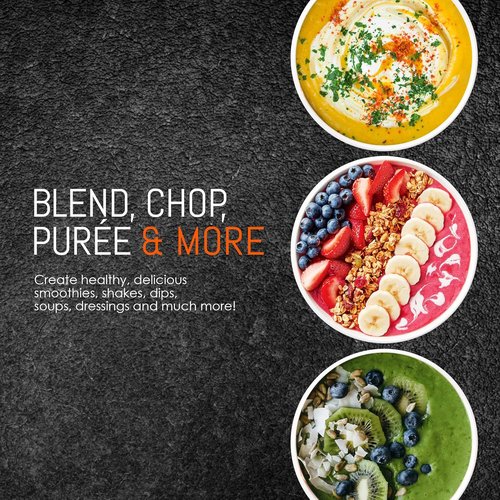Elite Gourmet 17-Piece Personal Drink Mixer Blender - 16 Oz Capacity with Chopping Blade & Lids