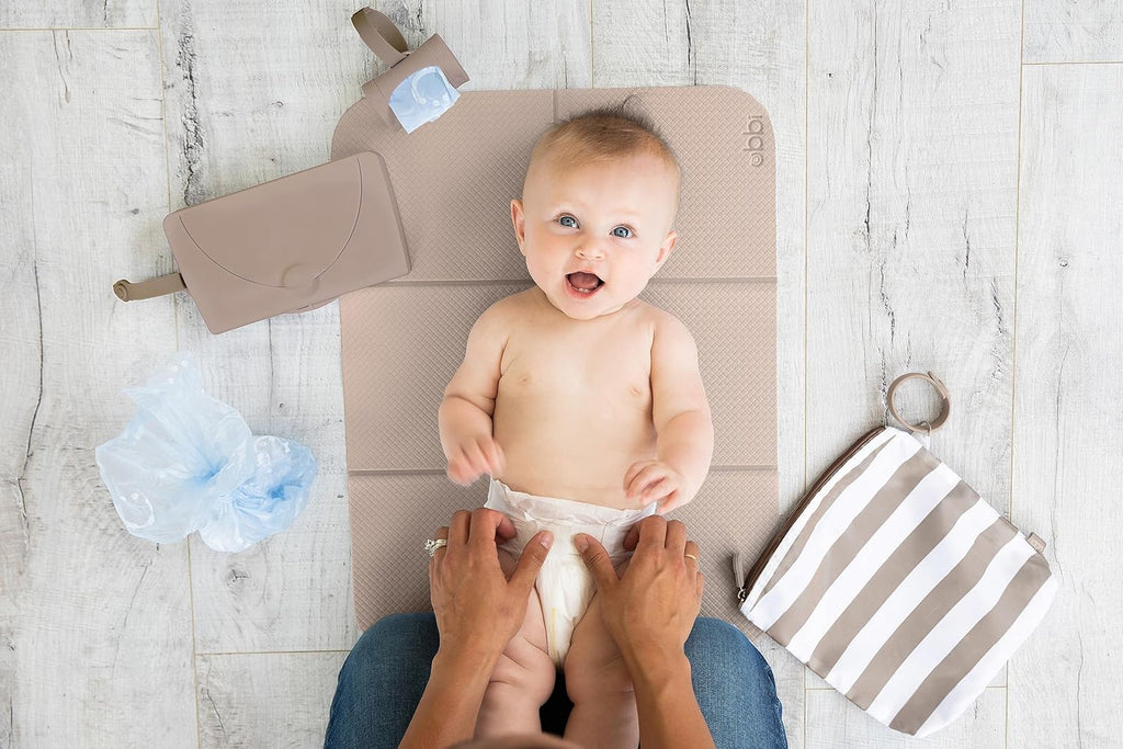 Ubbi On-The-Go Diaper Changing Mat - Soft, Portable & Easy to Clean Baby Accessory | Taupe
