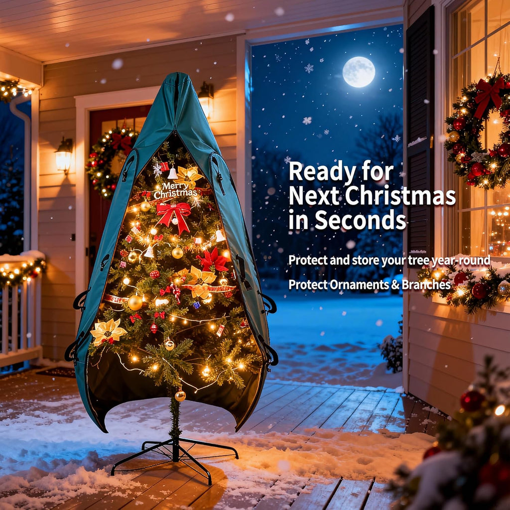 Upright Christmas Tree Bag - 9 Ft Storage Solution for 8-10 Ft Artificial Trees | Durable Cover