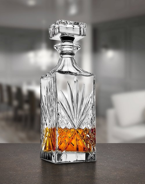 Lefonte Whiskey Decanter for Scotch, Liquor, Vodka, Wine or Bourbon - Irish Cut 750ml