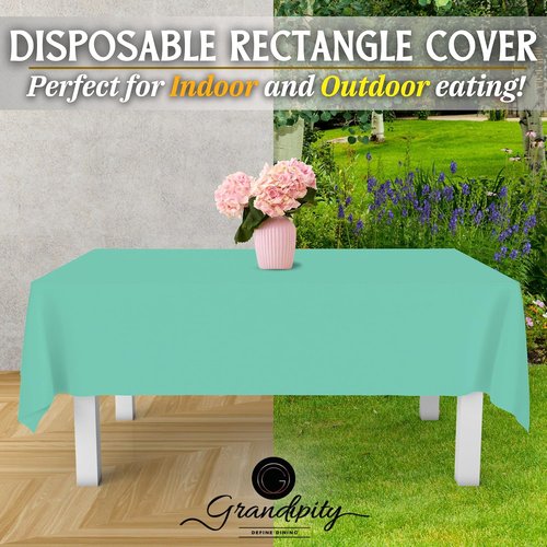 Grandipity Disposable Aqua Plastic Tablecloths - Premium 54" x 108" for 6ft to 8ft Rectangle Tables (6 Pack)