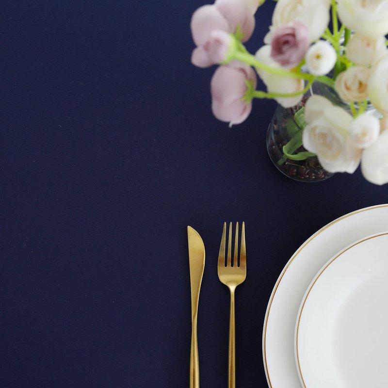 FOLINS&HOME Navy Blue Square Tablecloth Wrinkle Free Waterproof Polyester Table Cloths Spillproof Heavy Duty and Washable Table Cover for Party, Banquet, Indoor & Outdoor-Rectangle/Oblong 54 x 54 inch