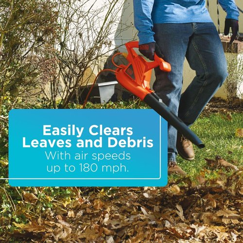 BLACK+DECKER Electric Leaf Blower - Lightweight Handheld Design, 180 MPH Airspeed, 7-Amp Power