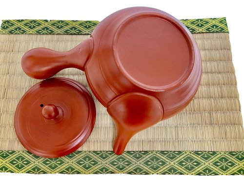 Japanese Kyusu tokoname Clay Teapot 10.8 fl.oz. Takeharu Red Clay Streak pattern from Japan