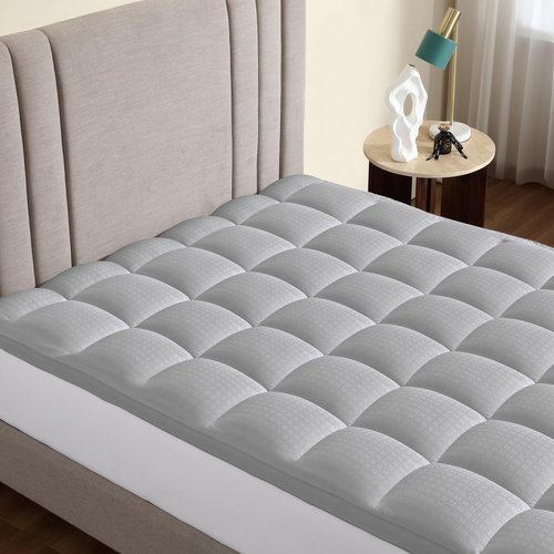 CirclesHome Hotel Collection Full XL Size Hybrid Mattress Protector & Pad - Extra Padded, Thick, Plush, & Fitted Mattress Topper for Bed - Comfortable Pillow Top Mattress Cover