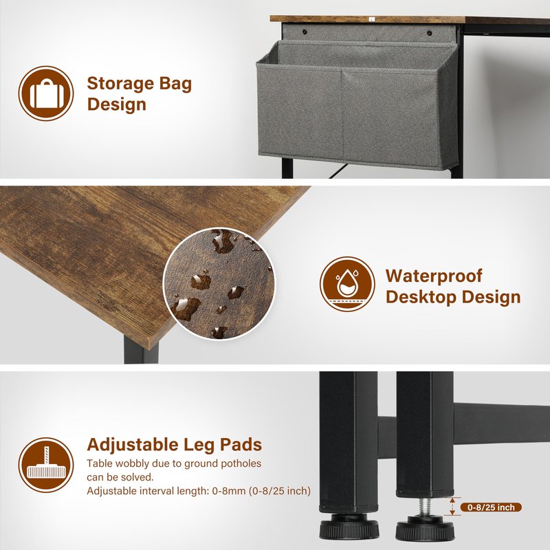 Small Space Writing Desk with Headphone Hooks, Modern Simple Design, Suitable for Study, Home Office and Living Room