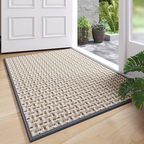 Door Mat - 17"x30" Indoor Entrance Mat | Dirt Resistant, Non-Slip Rubber Backing, Washable Gray