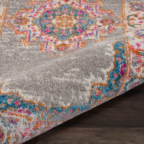 Nourison Passion Grey 2'2" x 7'6" Area Rug, Boho, Traditional, Easy Clean, Non Shedding, Bed Room, Living Room, Hallway, (8' Runner)