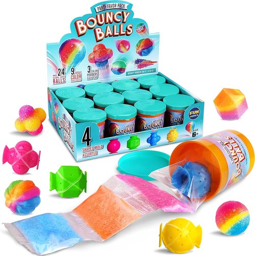 FunKidz Bouncy Ball Kit - Colorful Magic Ball-Making Activity for Kids | 12 Individual Bottles, Ages 6+