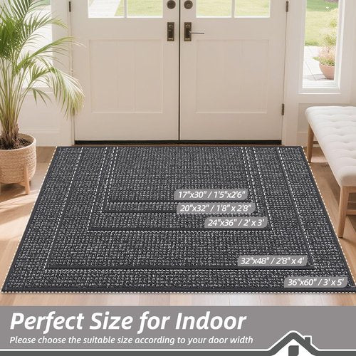 BEQHAUSE Dirt Trapper Door Mat - Non-Slip, Washable, Absorbent 32" x 48" Charcoal Entrance Mat