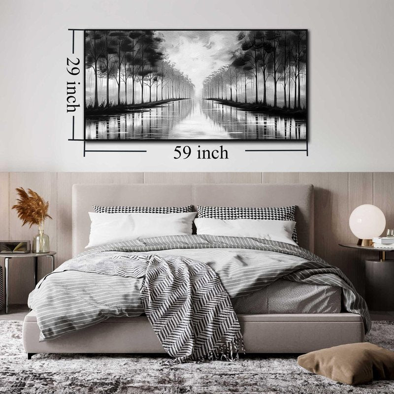 Black and White Flower Canvas Wall Art With Black Wood Frames Large Modern Canvas Prints Framed Wall Art for Living Room Bedroom Home Office Size 20x40
