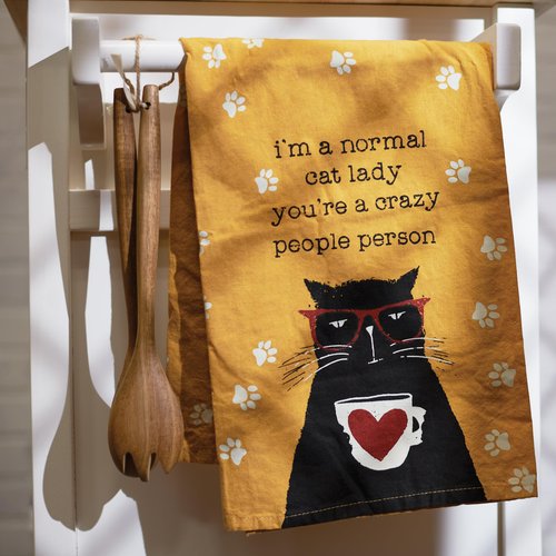 Primitives by Kathy Cotton Dish Towel Set - Cat Design, Kitchen/Bathroom Decor, Tea Towels, 28"x28"