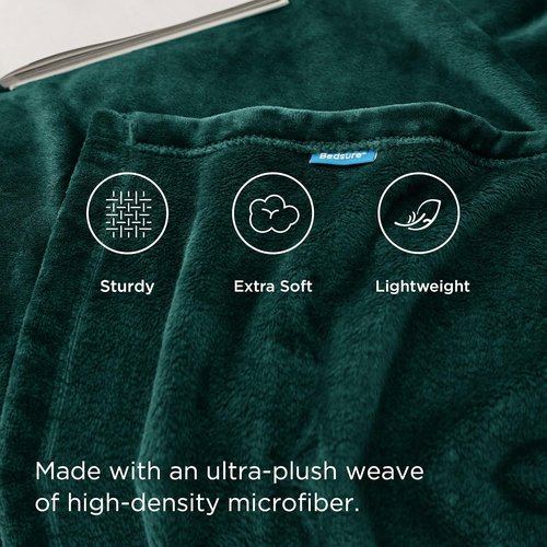 Bedsure GentleSoft Fleece Bed Blanket - Oversized Cozy Microfiber in Forest Green, 120x120 Inches