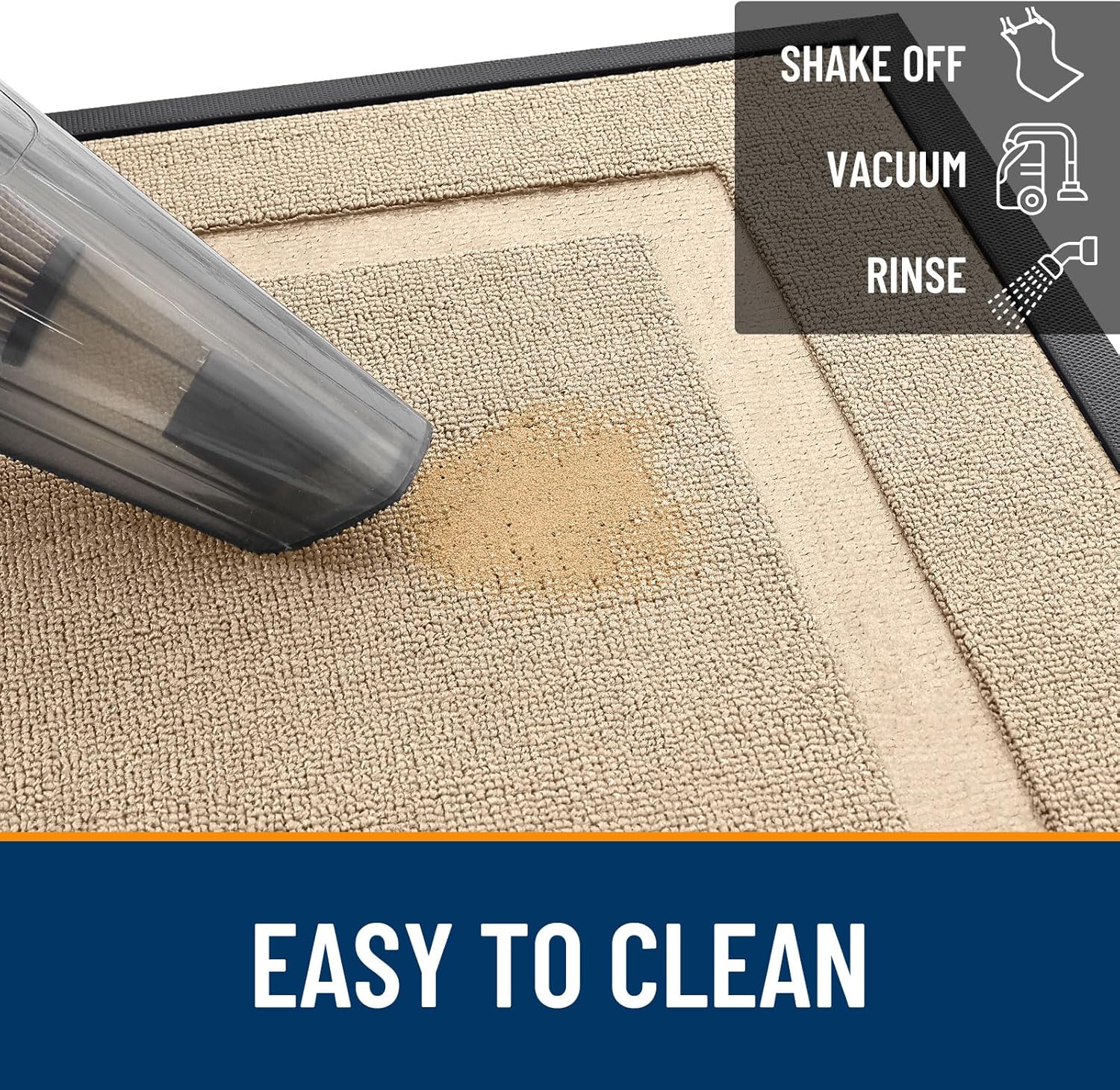 OLANLY Waterproof Front Door Mat - All-Season Indoor/Outdoor Doormat, Sturdy Natural Rubber, Easy Clean | 47x32, Off-White