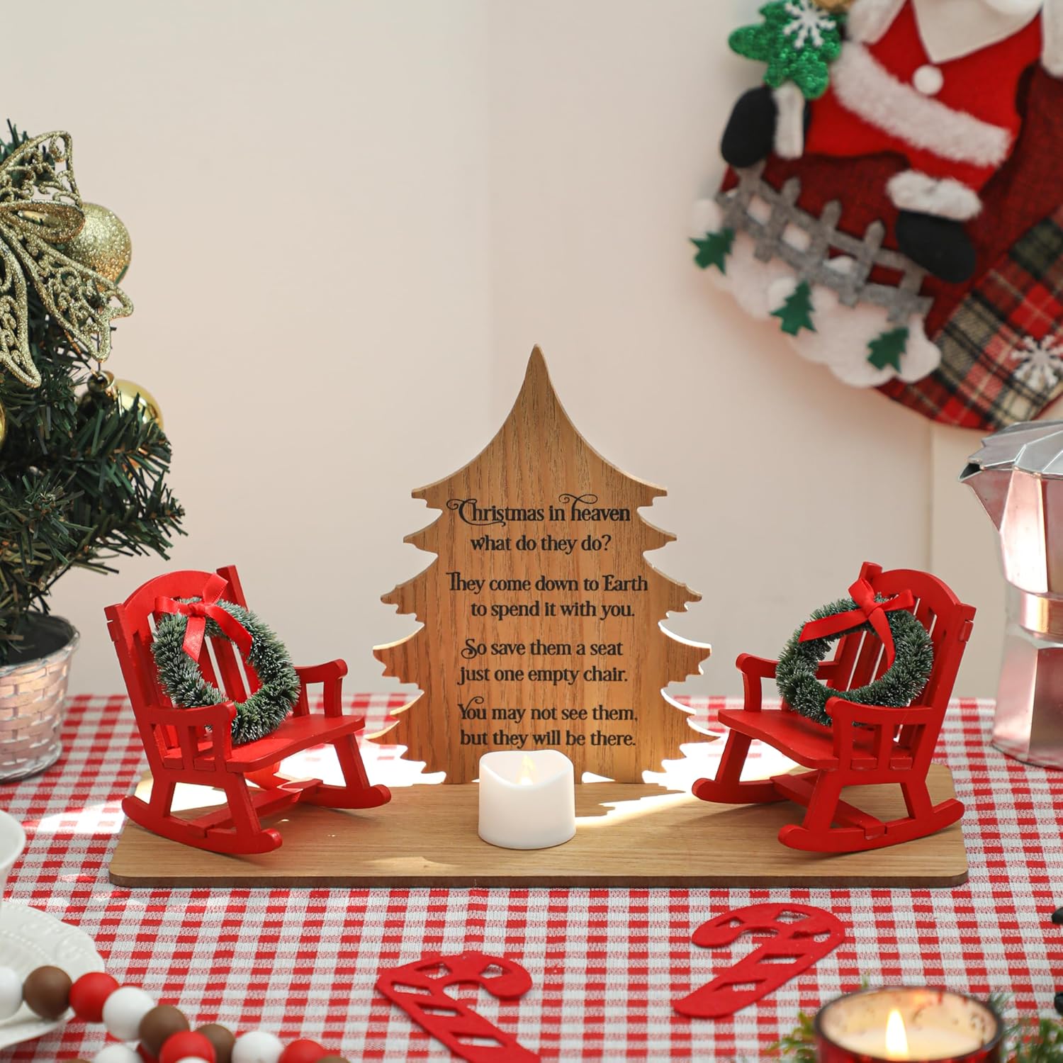 Regine Switzerland Christmas Memorial Candle Holders - Elegant Rocking Chair Ornament | Thoughtful Gift for Loved Ones