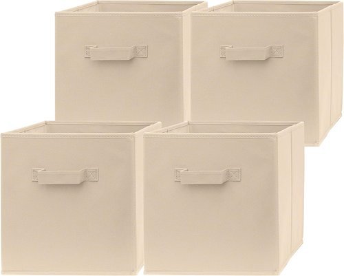 13 Inch Cube Storage Bins - 4 Pack | Large, Foldable Fabric Bins with Dual Handles for Closet Organization