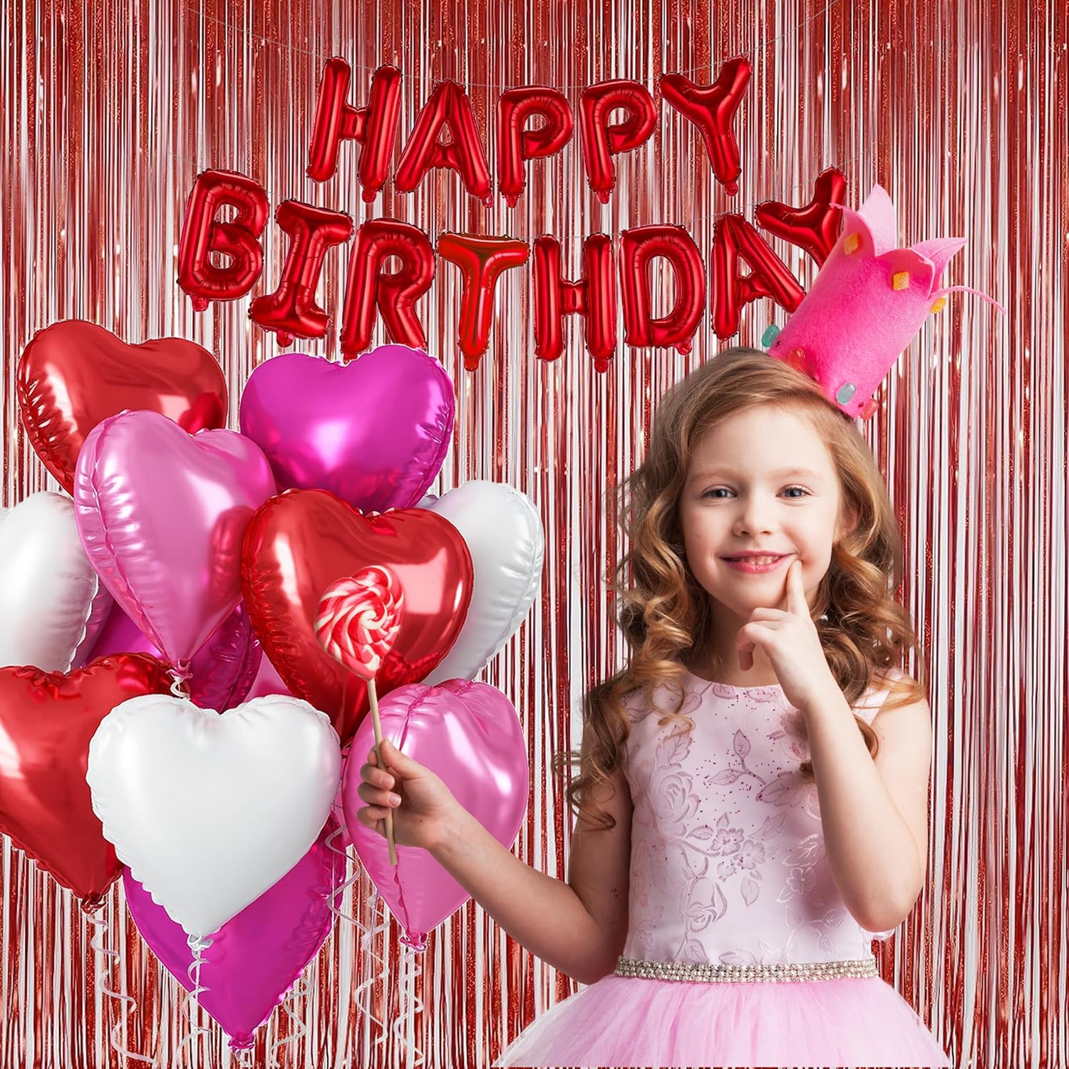 Red Foil Fringe Curtain - Shiny Tinsel Backdrop for Birthday Parties | 3 Pack, 3.2 x 8.2 ft