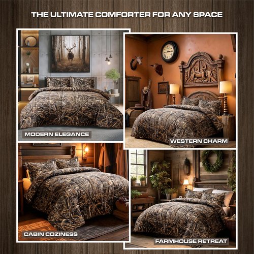 VISI-ONE Realtree Max-5 Camo King 3 Piece Comforter Set – All Season Lightweight Microfiber Bedding, Farmhouse Rustic Décor, Unisex Style for Mancave, Cabin, Lodge, Camping, Outdoor & Modern Spaces
