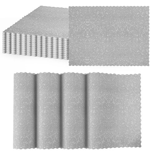 Stranthother 100PCS 10 * 14'' Matte Silver Paper Placemats Disposable Paper Placemats Doilies Rectangular Place Mats Bulk Table Chargers Birthday Wedding Holiday Banquet Party Table Decor