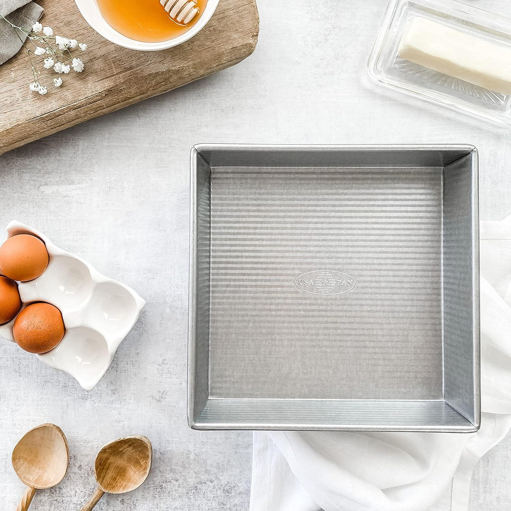 USA Pan Bakeware Nonstick 8-Inch Square Cake Pan - Durable Aluminized Steel Design