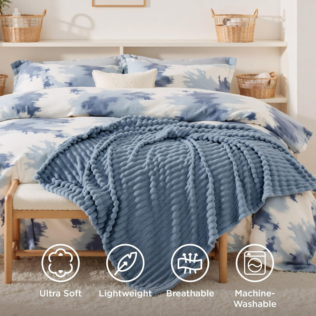 Bedsure GentleSoft Throw Blanket - Cozy, Soft Couch Blanket in Blue | Perfect 50x70 Inches Size