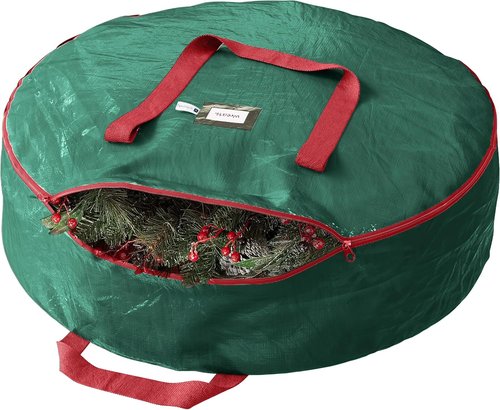 Heavy Duty Wreath Storage Bag | 24-Inch Waterproof Christmas Wreath Container - Green Design