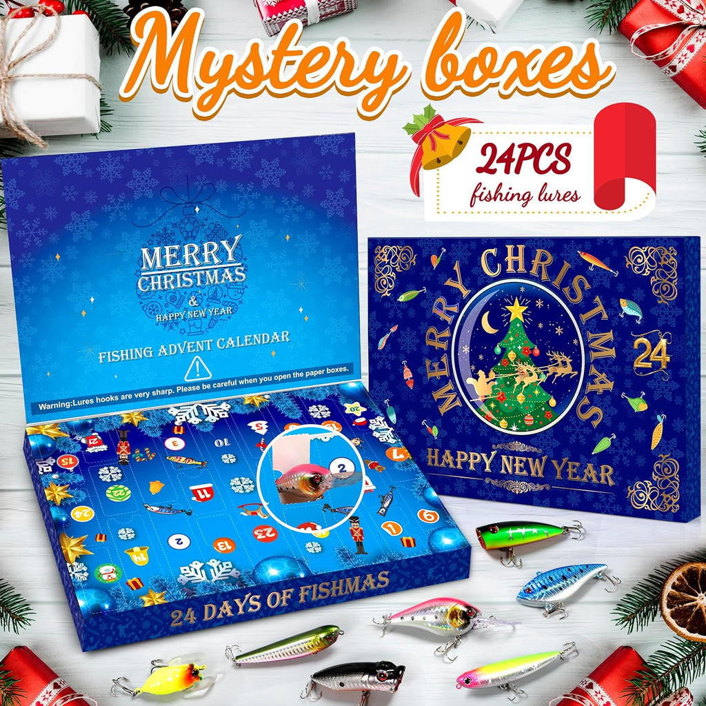 PLUSINNO Fishing Advent Calendar 2025 - 24 Days of Lures for Men & Teen Boys | Perfect Christmas Gift