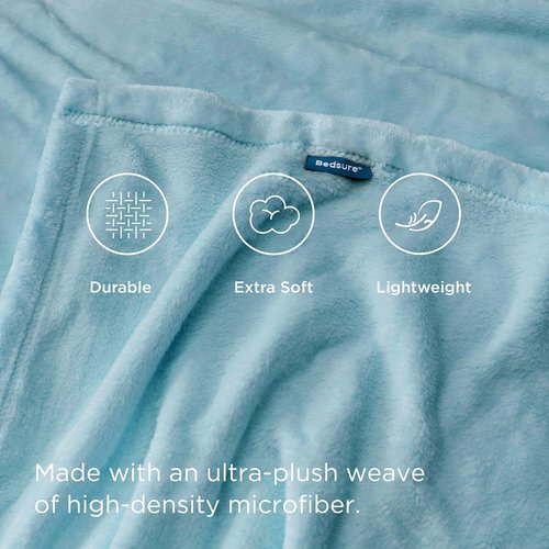 Bedsure GentleSoft Fleece Throw Blanket - Lightweight Plush Cozy River Blue Blanket, 50x60 Inches