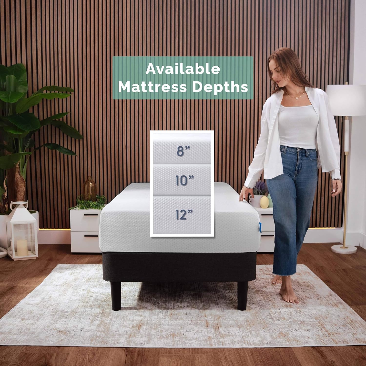 Nestl Green Tea Twin Mattress - 8 Inch Cooling Graphite Memory Foam | Fiberglass-Free, Pressure Relief Support