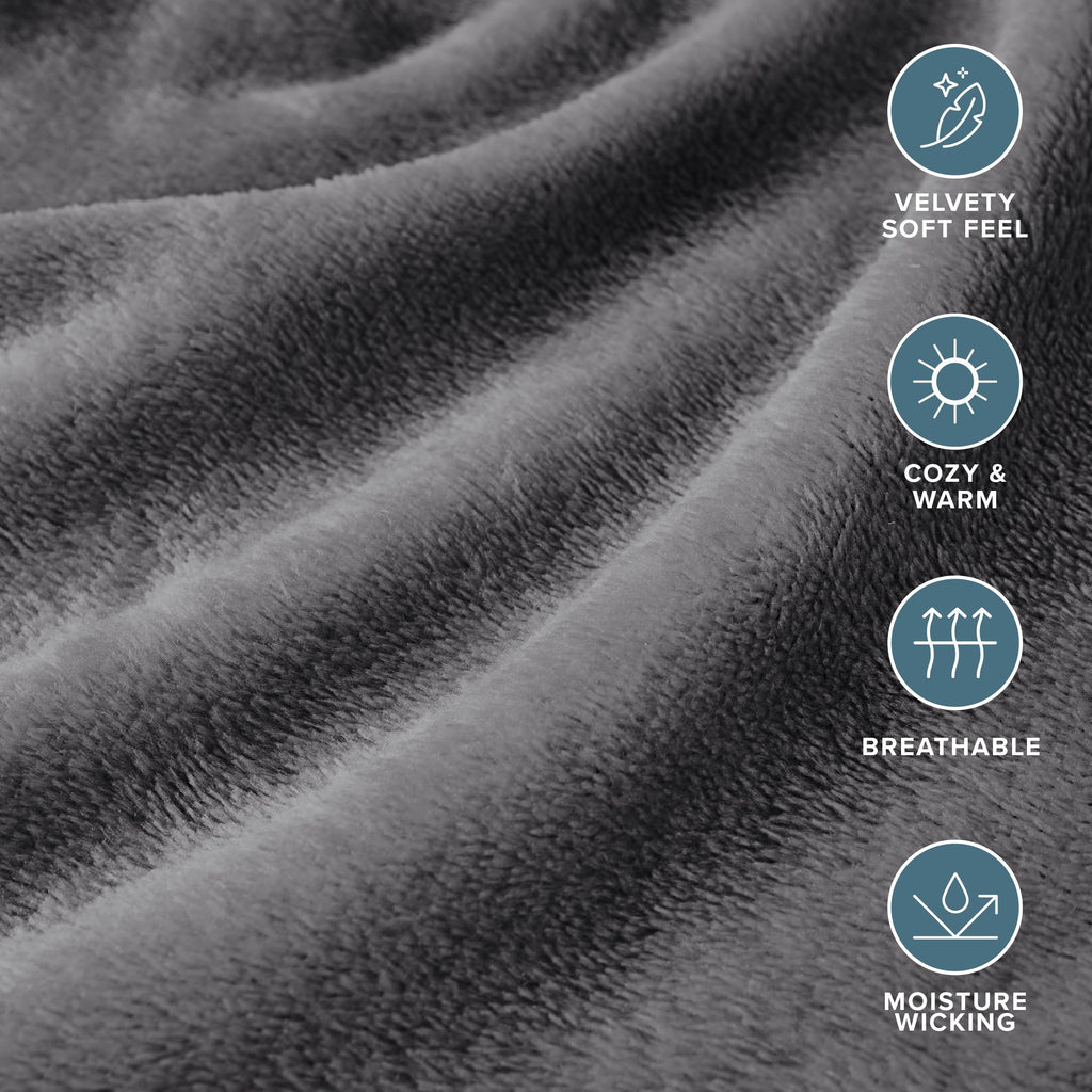 Bare Home Microplush Fleece Sheet Set - Twin Extra Long - Ultra Soft Velvet - Cozy & Warm - Plush All-Season Comfort - Wrinkle Resistant - Deep Pocket Fit - Non-Pilling Sheets (Twin XL, Grey)