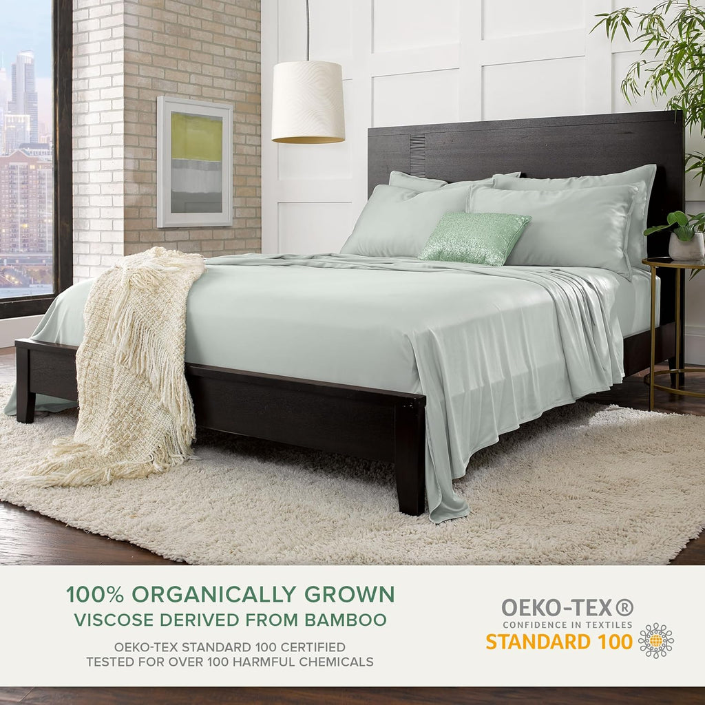 Pure Bamboo King Sheets - Luxuriously Soft 100% Organic Viscose Bed Sheet Set | Cooling & Durable (King, Sea Glass)