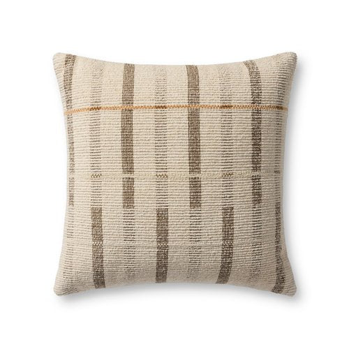 Loloi II Collection PLL0175 Ivory/Brown 20'' x 20'' Cover w/Down Pillow