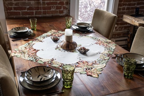 Fall and Maple Leaf Square Thanksgiving Table Topper Small Tablecloth (33 Inch Square)