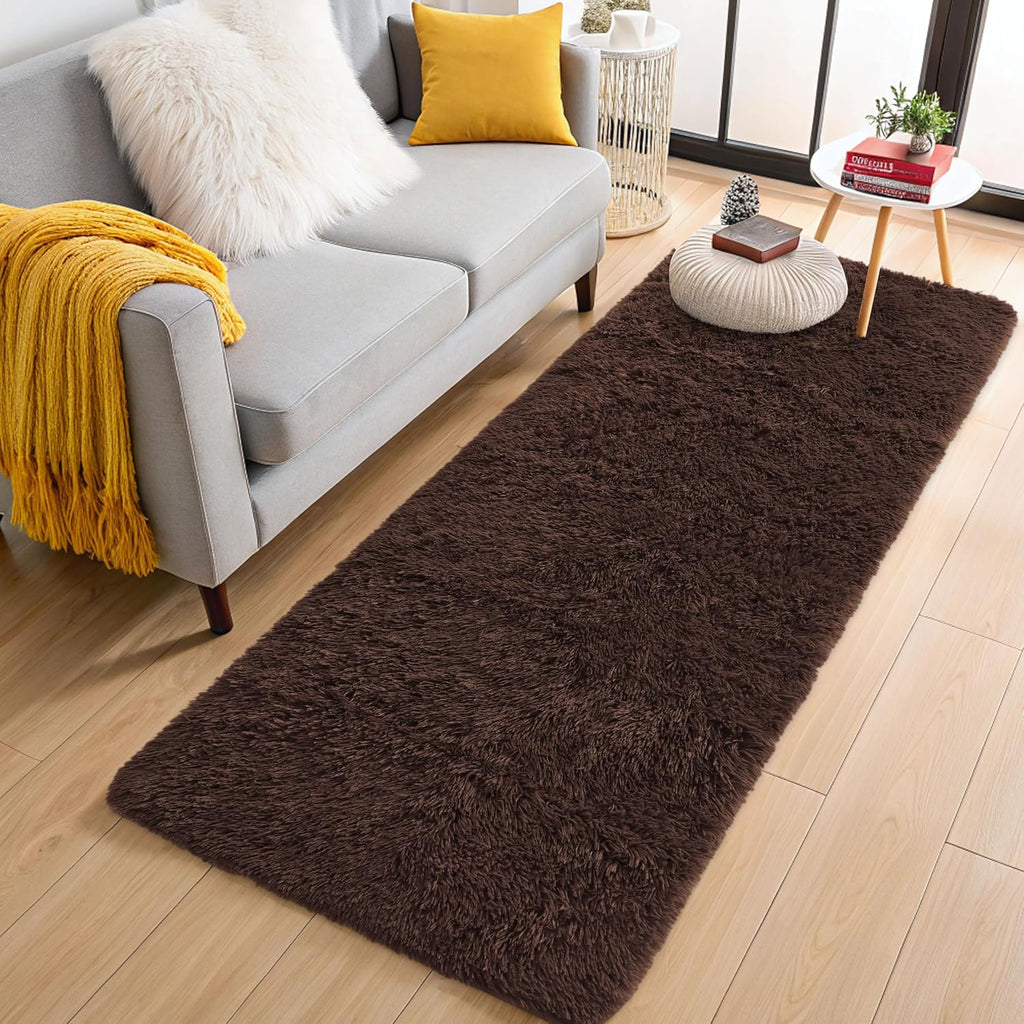 OLANLY 2x6 Machine Washable Runner Rug - Soft Fluffy Shaggy Carpet for Bedroom & Hallway Decor