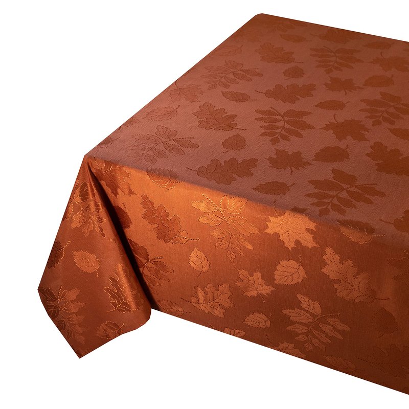 Benson Mills Harvest Legacy Damask Fabric Table Cloth Fall, Harvest, and Thanksgiving Tablecloth (Rust/Burnt Orange, 60" x 140" Rectangular)