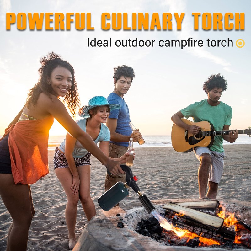 RAVS POWERFUL Propane Torch Gun, Searing Torch for Sous Vide, Steak, BBQ Grill Gun Kitchen Blow Torch, Handheld BBQ Torch, Campfire Charcoal Starter -Gas Tank Not Included