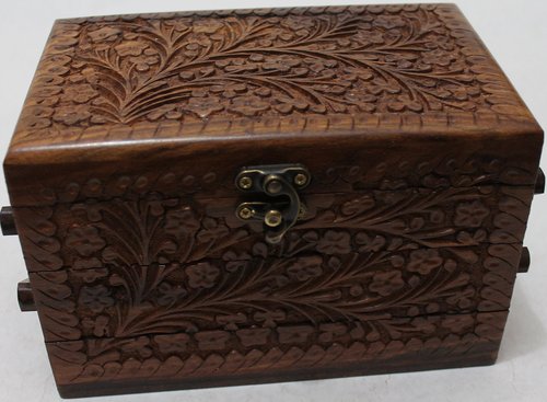 Valentine's Gifts - Handcrafted Jewelry Box with Floral Carvings, 3-Compartment Jewelry Organizer for Earrings, Rings, Necklaces (Large Size 8''x5''x5'')