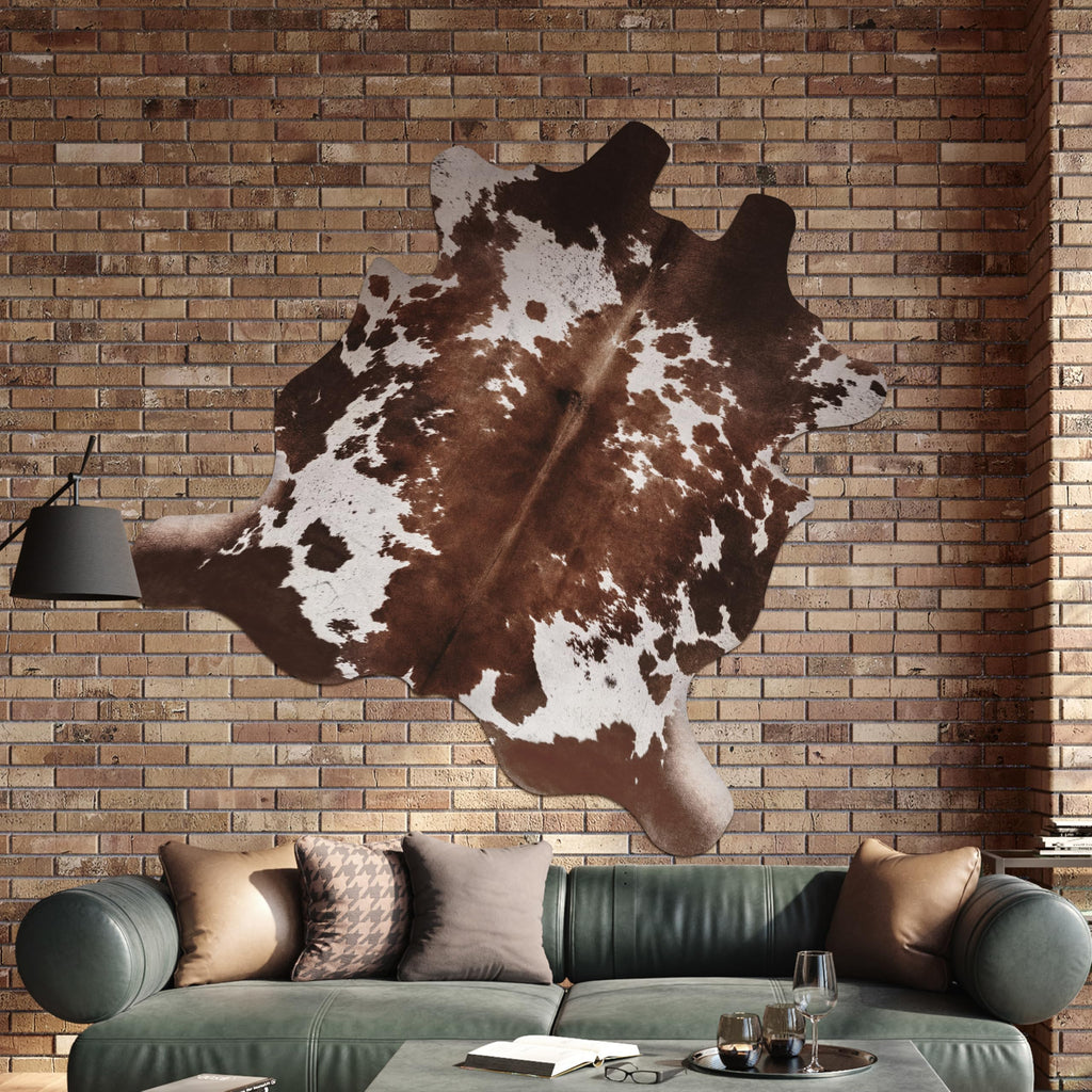 WARM HAVEN Cow Hide Faux Cowhide Rug: Cow Print Rug for Living Room Bedroom 5.2x6.2 Feet - Animal Print Skin Black and Brown Western