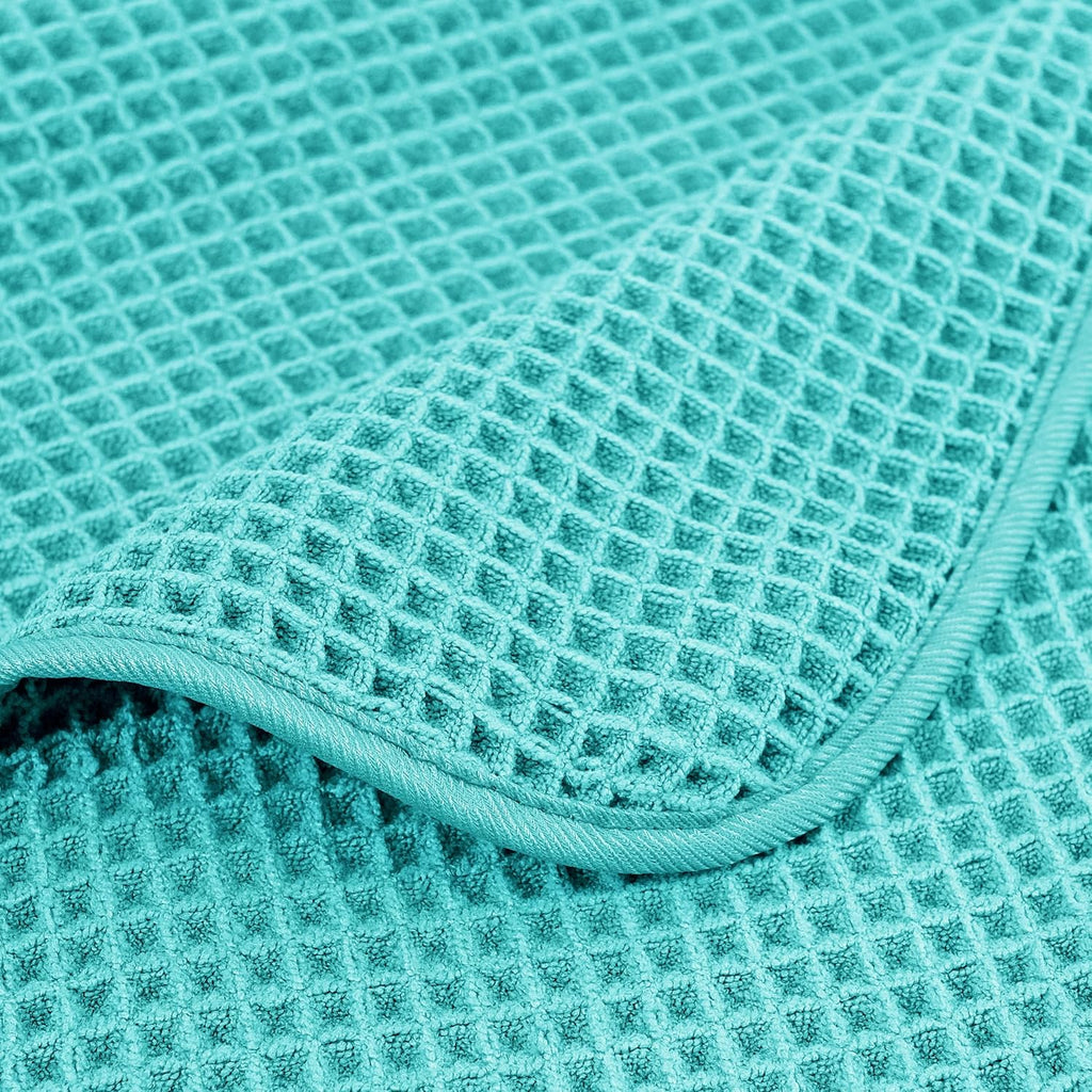 POLYTE Microfiber Bath Towel Set - Quick Dry, Lint-Free, Oversize, 6 Pieces | Waffle Weave Design